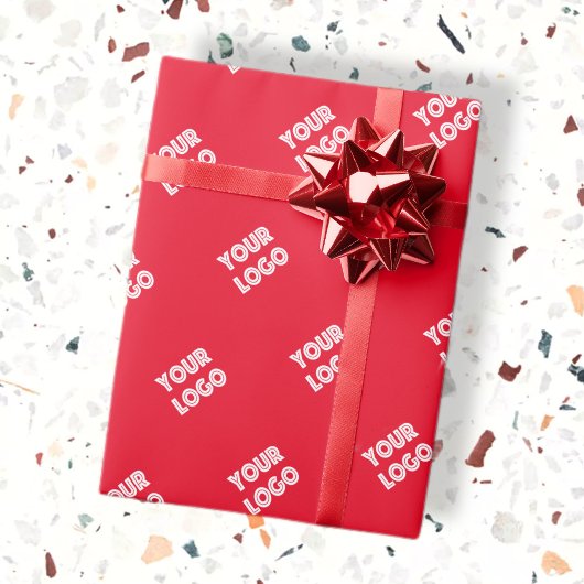 Logo hinzufügen | Einfaches mehrfarbiges Logo, rot Geschenkpapier
