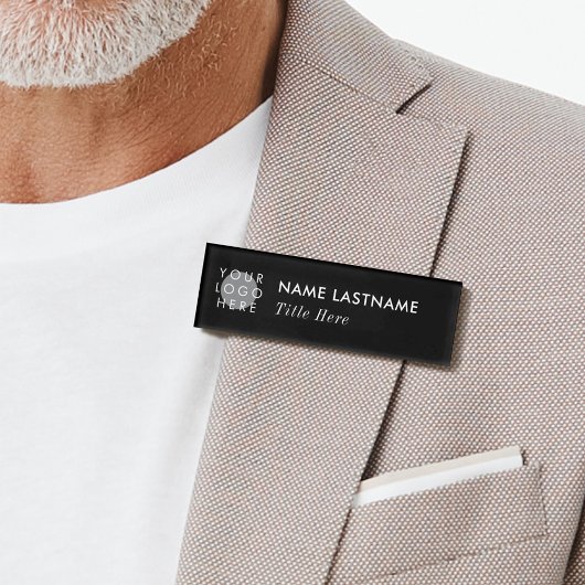 Logo hinzufügen Elegante einfache schwarze Beschri Namenschild