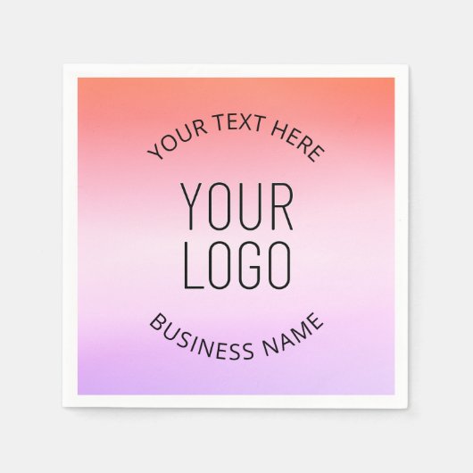 Logo hinzufügen | Farbenfrohe Sonnenuntergangsfarb Serviette (Vorderseite)