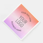 Logo hinzufügen | Farbenfrohe Sonnenuntergangsfarb Serviette (Ecke)