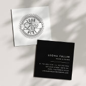 Logo hinzufügen | Modernes Schwarz und Weiß Quadratische Visitenkarte