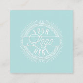 Logo hinzufügen | Modernes Schwarz, Weiß und Meer Quadratische Visitenkarte (Rückseite)