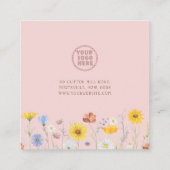 Logo hinzufügen, Ohrringe Wildblume Rosa Anzeige a Quadratische Visitenkarte (Rückseite)