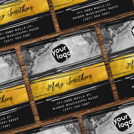 Logo hinzufügen, QR Code Social Media Gold Schwarz Quadratische Visitenkarte