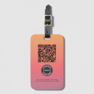 Logo hinzufügen Rosa Ombre QR Code Business Gepäckanhänger
