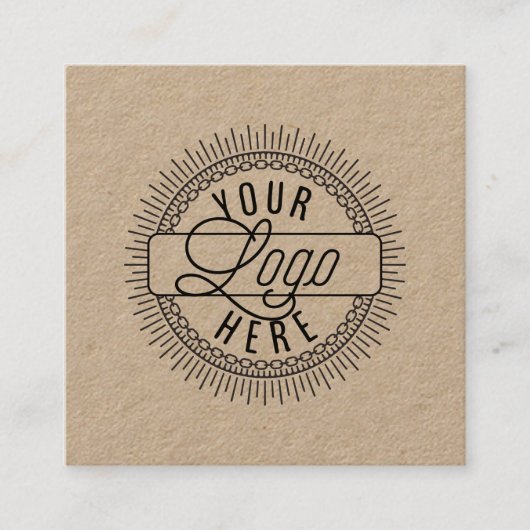 Logo hinzufügen | Rustikale Kraft Quadratische Visitenkarte (Vorderseite)