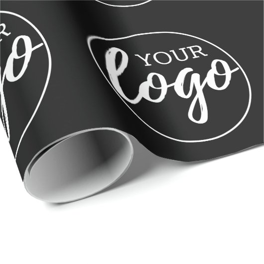 Logo hinzufügen - Schwarzer Hintergrund im minimal Geschenkpapier (Rolleneckpunkt)