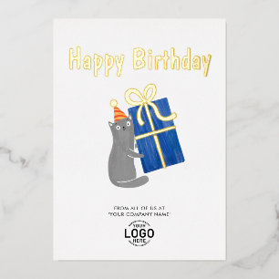 Logo hinzufügen Süße Katze Marineblau Geschenk Ges Folieneinladung