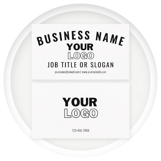 Logo hochladen | Modern White & Black (bearbeitbar Visitenkarte