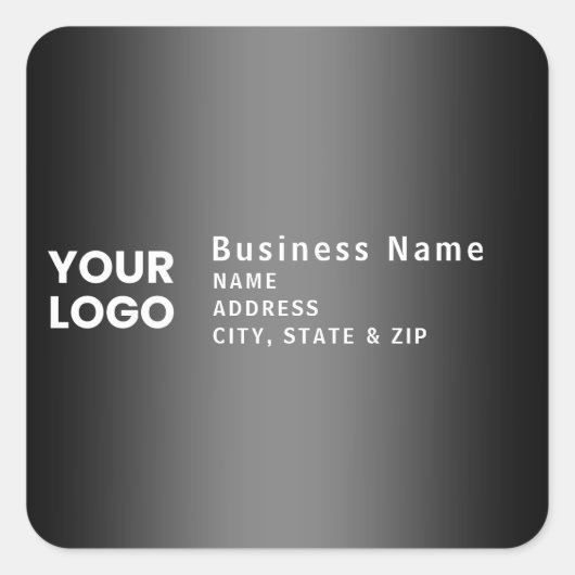 Logo hochladen | Moderne grau-graue Rücksendeadres Quadratischer Aufkleber (Vorderseite)