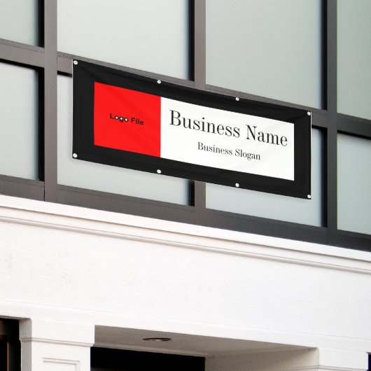 Logo hochladen (rot), Grenzfarbe ändern, Text hinz Banner (Äußeres Gebäude)