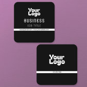 Logo hochladen | Schwarz/Weiß (bearbeitbar) Quadratische Visitenkarte