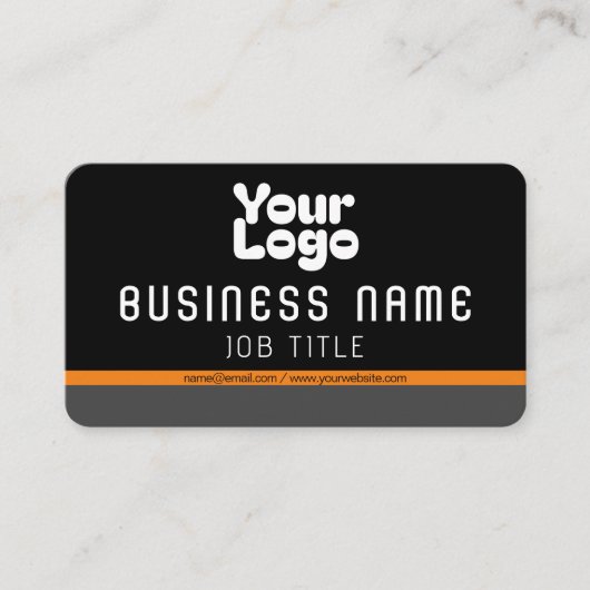 Logo hochladen | Schwarzes Grau & Orange (bearbeit Visitenkarte (Vorderseite)