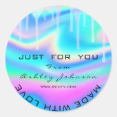 Logo-Holograph mit Liebe-Tropfen Runder Aufkleber (Vorderseite)