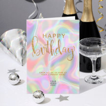 Logo Holographic Imitate Gold Glitzer Happy Birthd