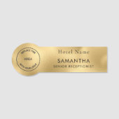 Logo-Hotelpersonal Job Titel Metallic Gold Namensschild (Vorderseite)