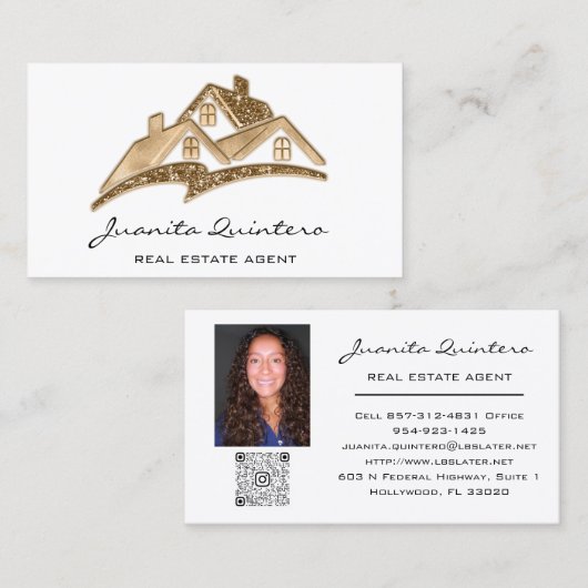 Logo House Real Anwesen Agent Beruflicher QR-Code Visitenkarte (Vorne/Hinten)