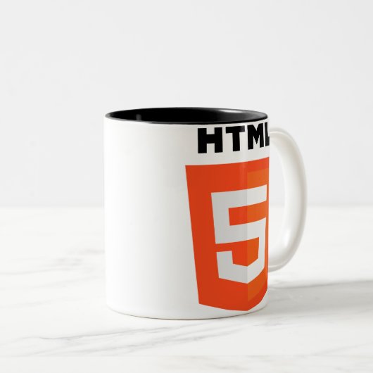 Logo HTML 5 Zweifarbige Tasse (VorderseiteRechts)