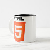 Logo HTML 5 Zweifarbige Tasse (Vorderseite Links)