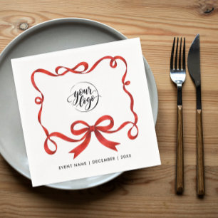 Logo Hübsches Weihnachten Rotes Band Geschäftliche Serviette