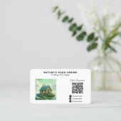 *~* Logo Hütte Quaint Cabin Miete AP49 QR Visitenkarte (Stehend Vorderseite)