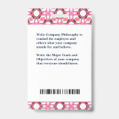 Logo-ID des Fotos Name Bar des Mitarbeiters Ausweis (Rückseite)