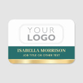 Logo-ID für Mitarbeiter-Unternehmen Grün Gold Namensschild (Vorderseite)