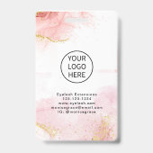 Logo-ID für Rosa Gold-Glitzer-Marmor-Logo Ausweis (Rückseite)