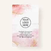 Logo-ID für Rosa Gold-Glitzer-Marmor-Logo Ausweis (Rückseite)