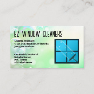 Logo im Fenster Squeegee   Reiniger Visitenkarte