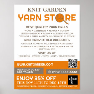 Logo im Orange-Garn-Store, Knitterladen, Garnspeic Poster