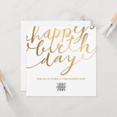 Logo-Imitate Gold Glamour Handschrift Geburtstag Karte (Vorderseite/Rückseite Beispiel)