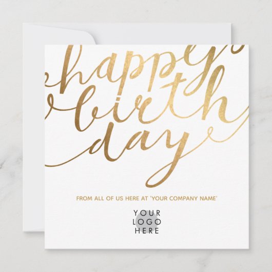 Logo-Imitate Gold Glamour Handschrift Geburtstag Karte (Vorderseite)