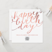 Logo-Imitate Rose Gold Stilvolle Buchstaben Geburt Karte (Vorderseite/Rückseite Beispiel)