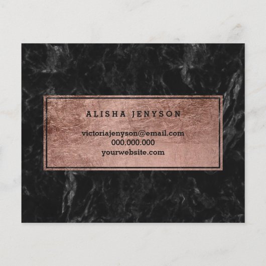 Logo-Imitate Rose Gold Typografie schwarzen Marmor Flyer (Hinten)
