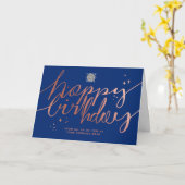 Logo Imitate Rosen Gold Handschrift Navy Blue Gebu Karte (Gelbe Blume)