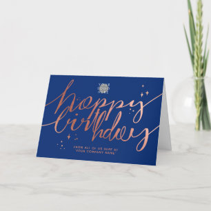 Logo Imitate Rosen Gold Handschrift Navy Blue Gebu Karte
