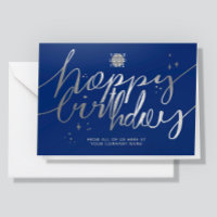 Logo-Imitate Silver Hand Script Navy Blue Geburtst