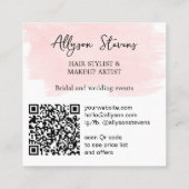 Logo-Initialen rosa Pinselpinsel fett Make-up qr Quadratische Visitenkarte (Rückseite)