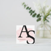 Logo-Initialen rosa Pinselpinsel fett Make-up qr Quadratische Visitenkarte (Stehend Vorderseite)