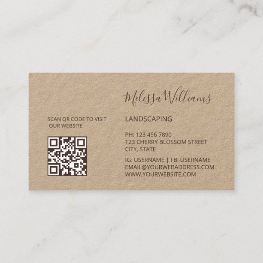  Logo Initials Kraft Visitenkarte (Rückseite)