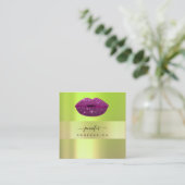 Logo "Ips Green Lila Beruflich Makeup Artist" Quadratische Visitenkarte (Stehend Vorderseite)