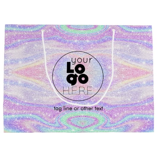 Logo Iridescent Glitzer Paper Shopping Bag Große Geschenktüte (Rückseite)