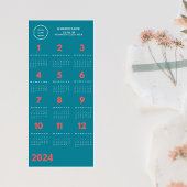 Logo-Kalender 2024 Blau und Korallenrosa Magnetkarte