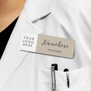 Logo-Kalligrafie Elegance Beige Tan Magnet Titel Namenschild