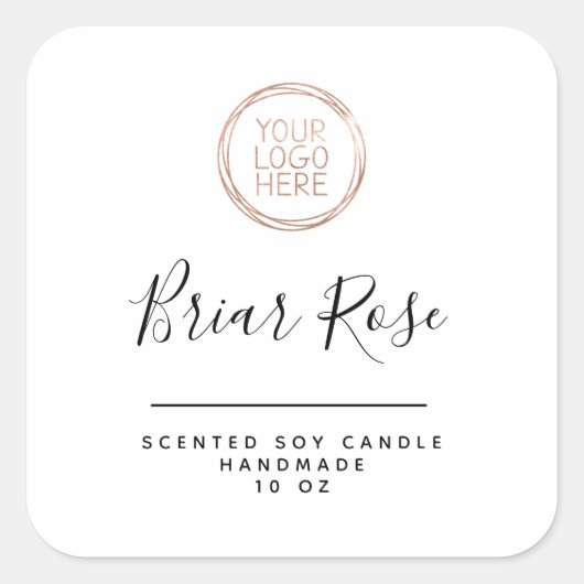 Logo-Kerze-Etikett hinzufügen Quadratischer Aufkleber (Vorderseite)