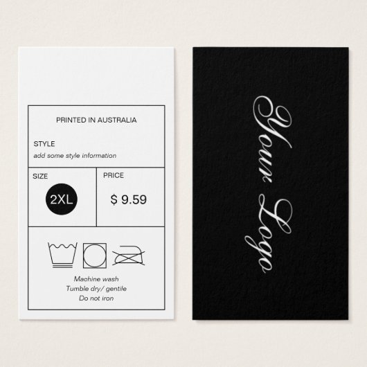 Logo-Kleidung Preis hängen Tag (Vorne & Hinten)