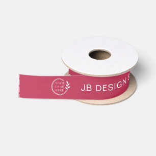 Logo-Kleidungsetiketten Geschäftsnamen Magenta Wei Satinband