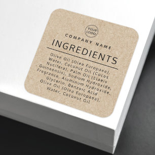 Logo Kraft look ingredient list product label Quadratischer Aufkleber