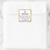 Logo-Label für Bäckerei, Weiß und Gold Quadratischer Aufkleber (Tasche)